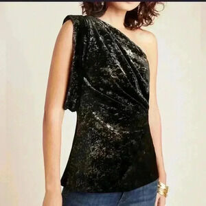 NWT Eva Franco Anthropologie Women's Black and Gold Off the Shoulder